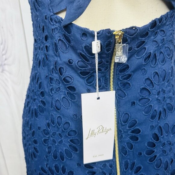 NWT Lilly Pulitzer Shelli True Navy Pinwheel Eyelet Mini Dress - Sz 6 - Picture 10 of 11